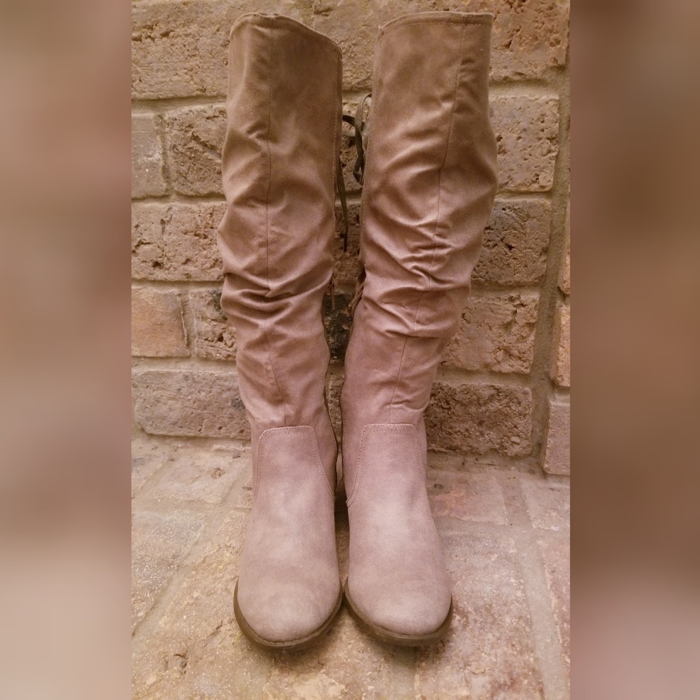 Rampage Lace Up Knee High Boots